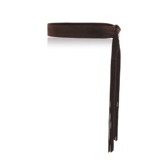White House Black Market Suede Fringed Obi Belt - Size Medium / Large - Picture 3 of 5